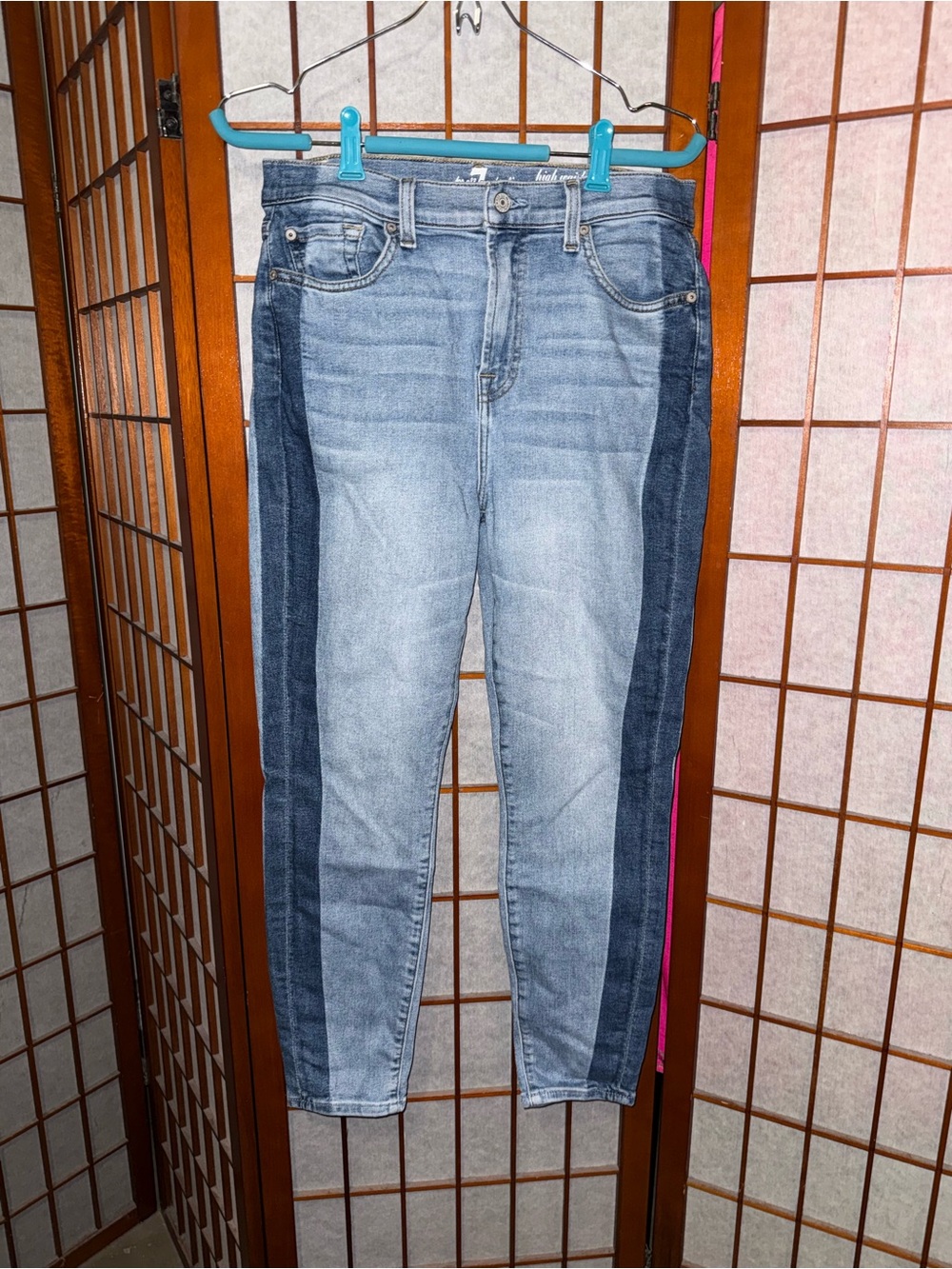 7 For All Mankind Gwenevere High Waist Ankle Grazer Contrast Side Panel Jeans